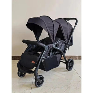Kidilo LB200 Dark Grey Twin Baby Stroller with Spacious Double Seating