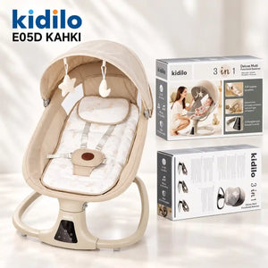 Kidilo E05D 3-in-1 electric baby bassinet khaki with remote control