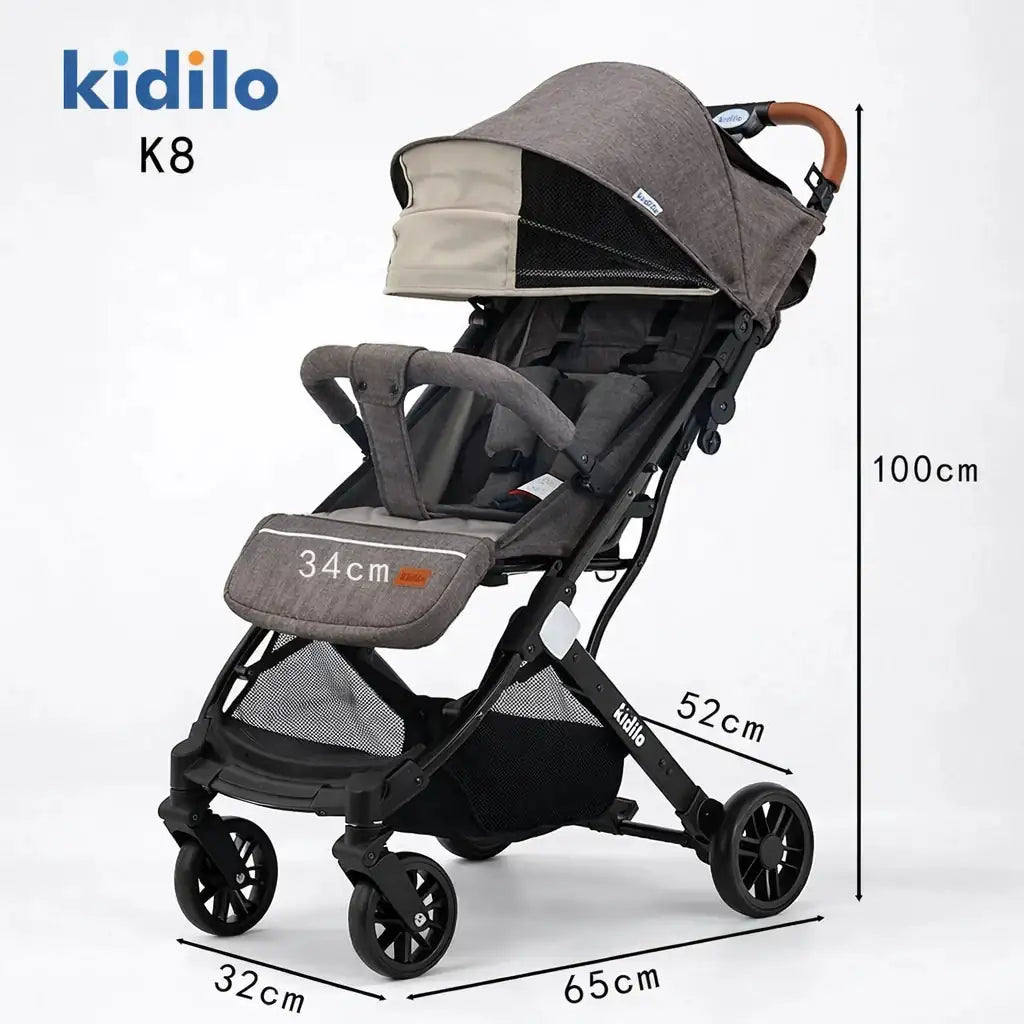 Kidilo K8 Lightweight Foldable Baby Stroller Product Size and Dimensions