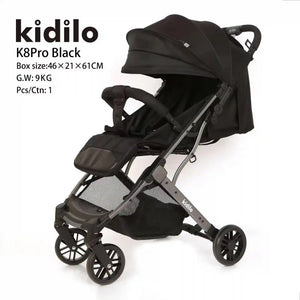 Kidilo Foldable Convertible Baby Stroller Black