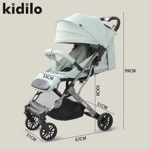 Kidilo Mint Green Foldable Convertible Baby Stroller Size and Product View
