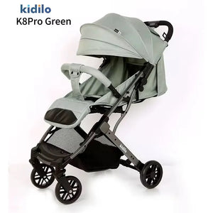 Kidilo Foldable Convertible Baby Stroller in Mint Green with High View Seat