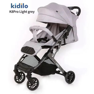 Kidilo Foldable Convertible Baby Stroller in Grey with Adjustable Sit and Sleep Positions