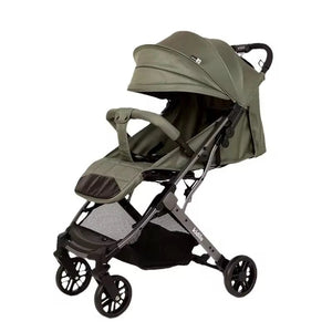 Kidilo Foldable Convertible Baby Stroller in Olive Green with Canopy and Smooth Wheels