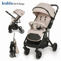 Kidilo K919 Foldable Baby Stroller in Beige with Adjustable Canopy and Compact Travel Design