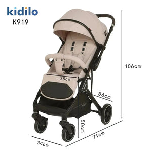 Kidilo K919 Foldable Baby Stroller Showing Product Size and Dimensions