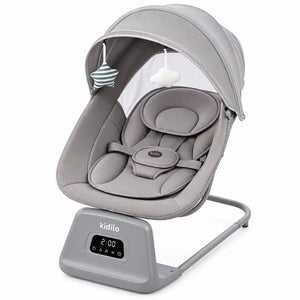 Kidilo RC002 grey electric baby swing with 5-point safety harness