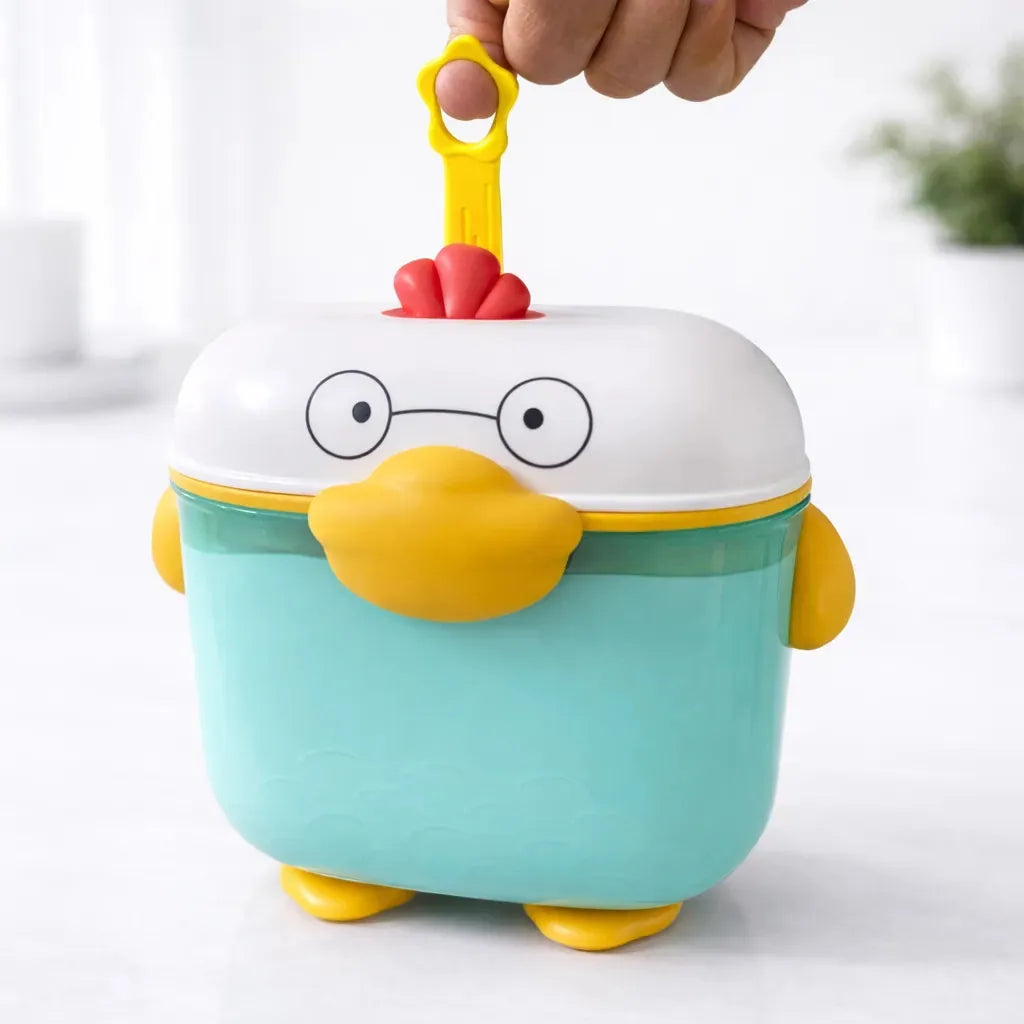 Duck Shaped Baby Milk Powder Storage Container with Open Airtight Lid and Spoon