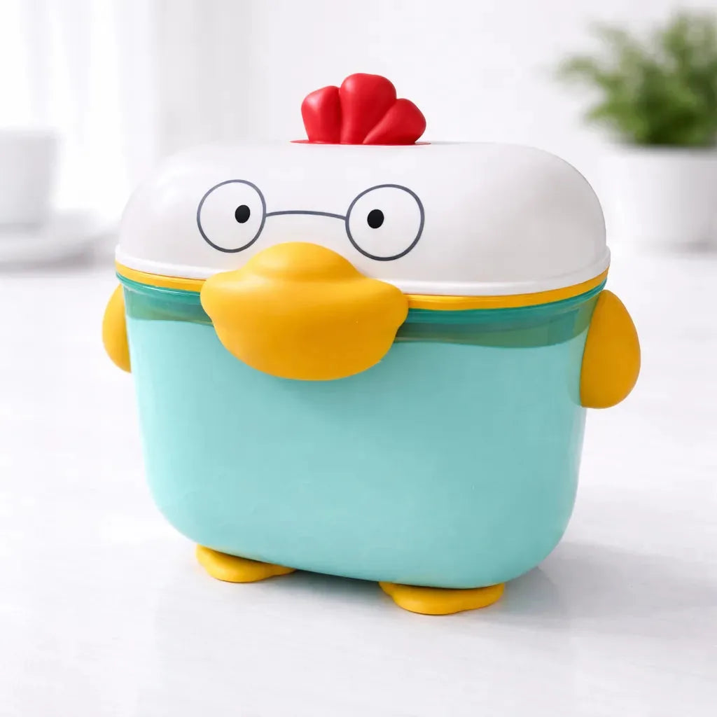 500ml Duck Shaped Baby Milk Powder Storage Container in Green with Airtight Lid and Spoon