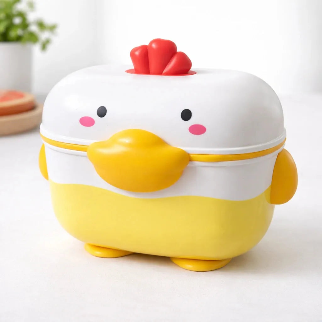 350ml Chicken Shape Baby Milk Powder Storage Box with Built-In Spoon and Fork