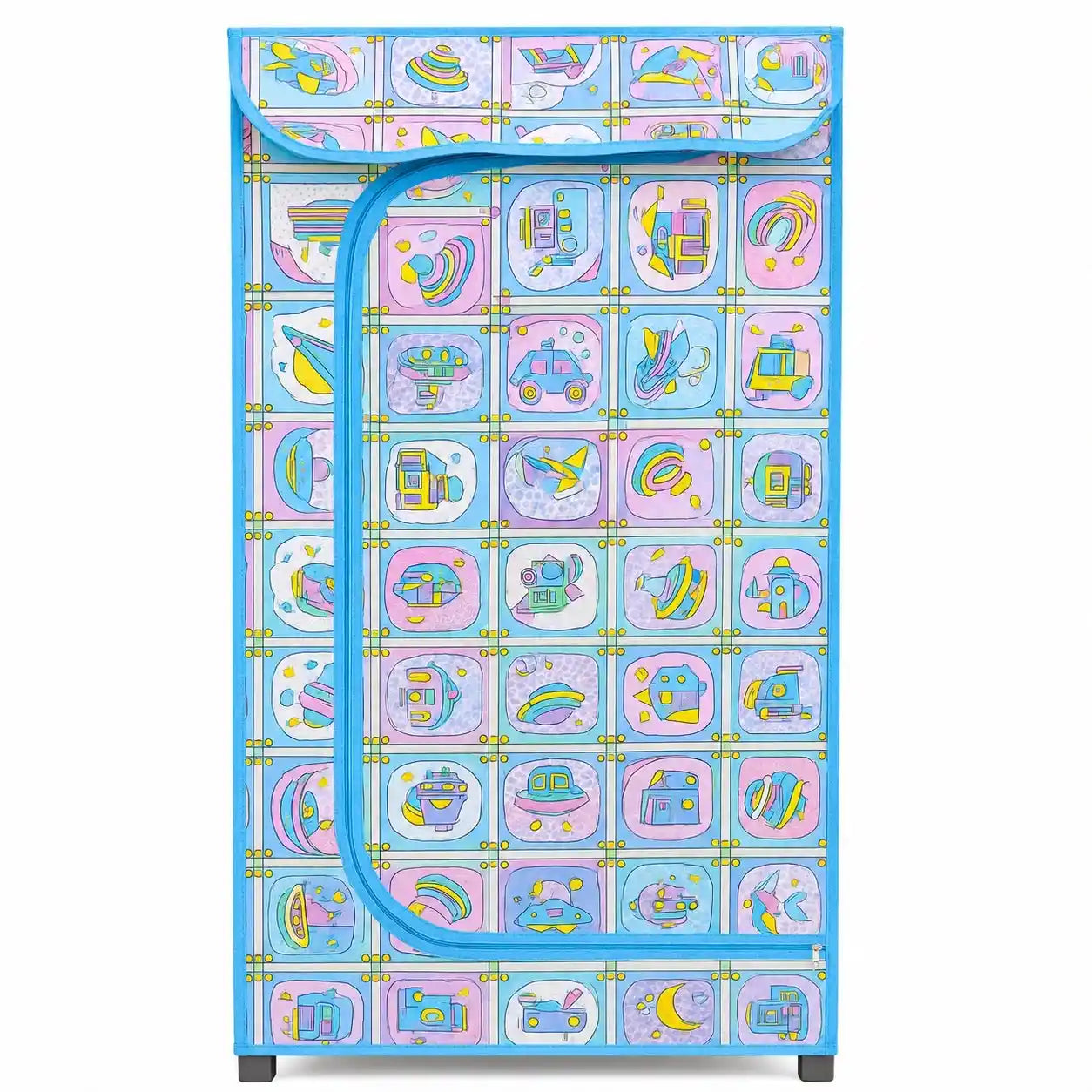 Kids Portable Wardrobe with Zipper Cover – 3 Shelves (35x18 Inch)