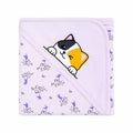 Lavender baby wrapping sheet with cute cat and playful animal print