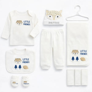 Little Friends 10 Piece Newborn Baby Starter Set with Clothing and Accessories