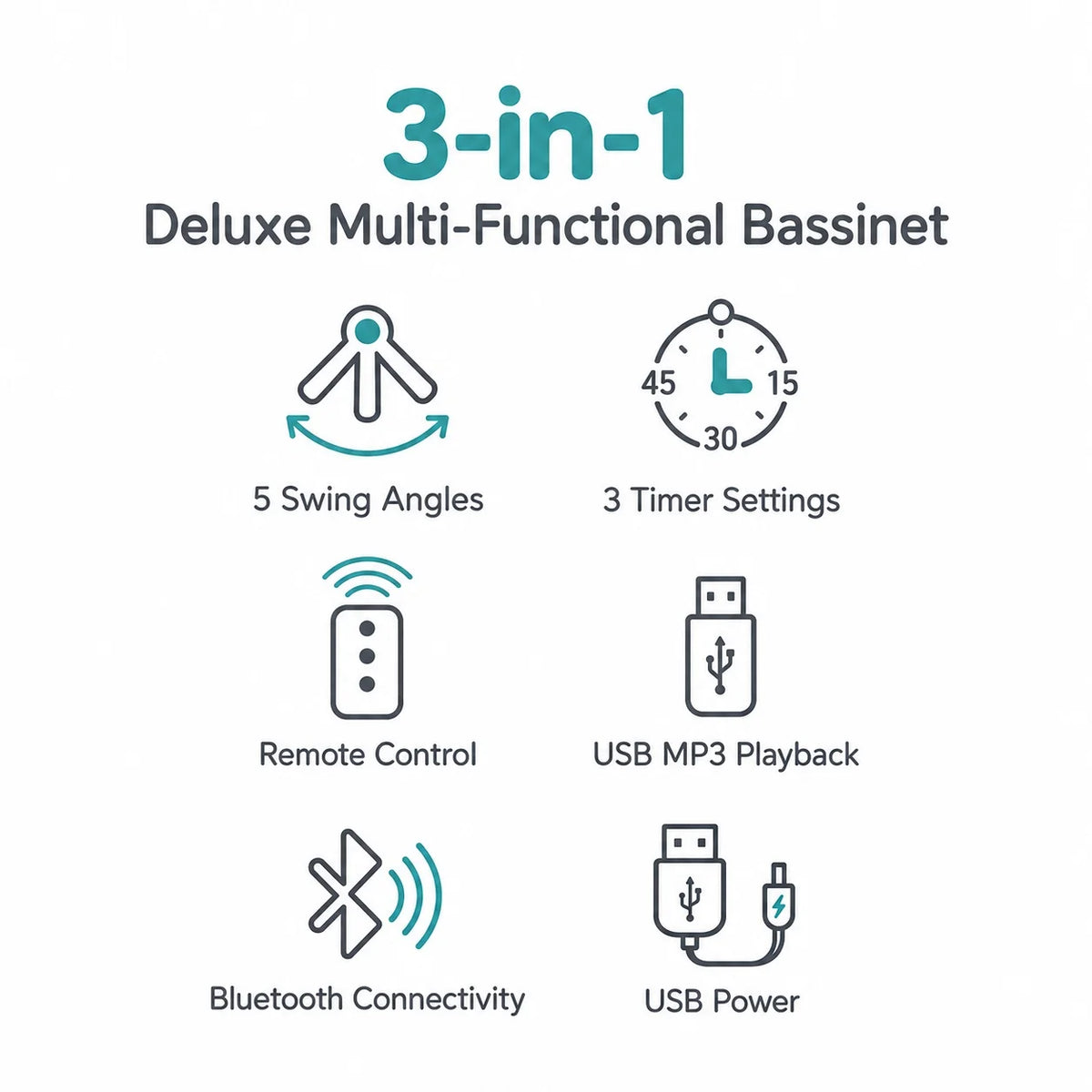 Mastela Baby Swing with Remote Bluetooth USB & Timer Features