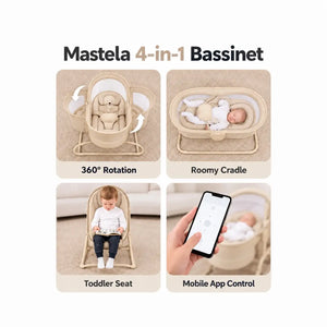 Mastela 4-in-1 Baby Bassinet with 360 Degree Rotation and Cradle