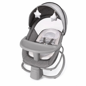 Mastela grey electric baby swing side view with reclining seat