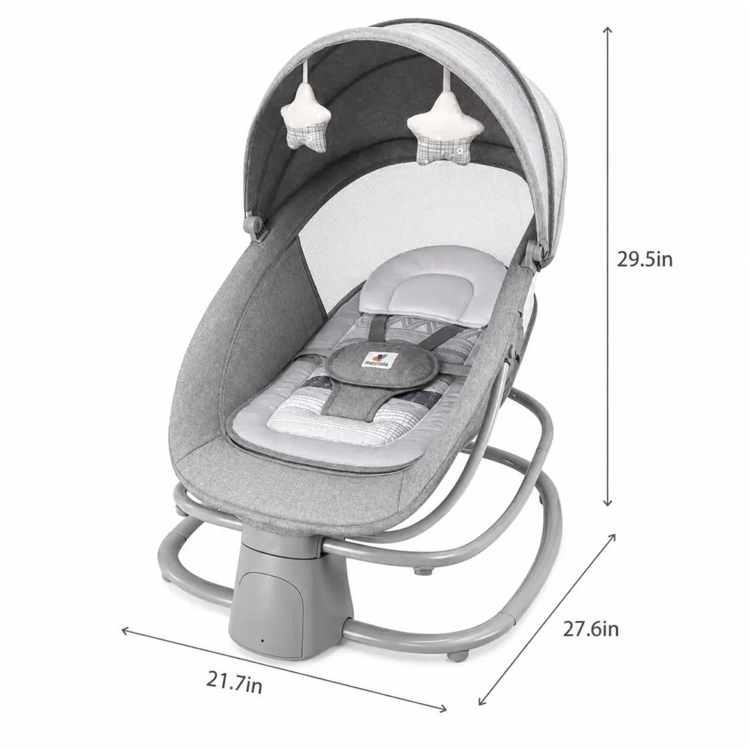 Mastela electric baby swing showing comfortable recline resting position