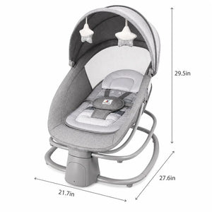 Mastela electric baby swing showing comfortable recline resting position