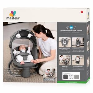 Mastela 4-in-1 electric baby swing product packaging and features