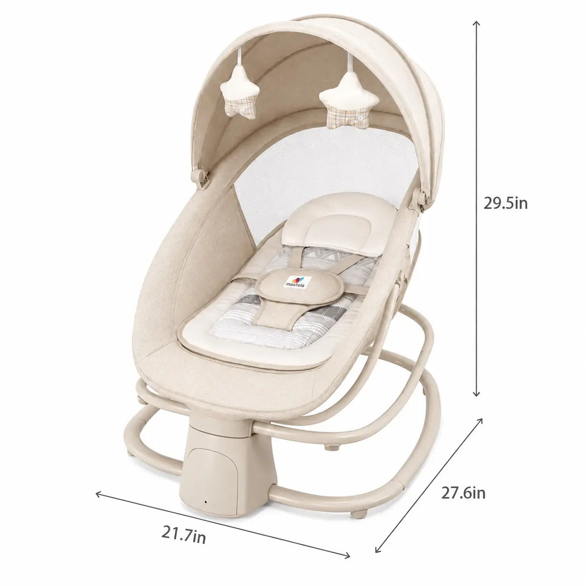 Mastela 4-in-1 Bassinet Swing 8081 beige with canopy and feeding tray