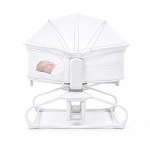 Mastela 09877 white baby bassinet with removable mosquito net and overhead mobile