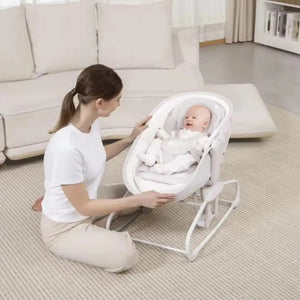 Mastela 09877 baby bassinet in use as a soothing rocker
