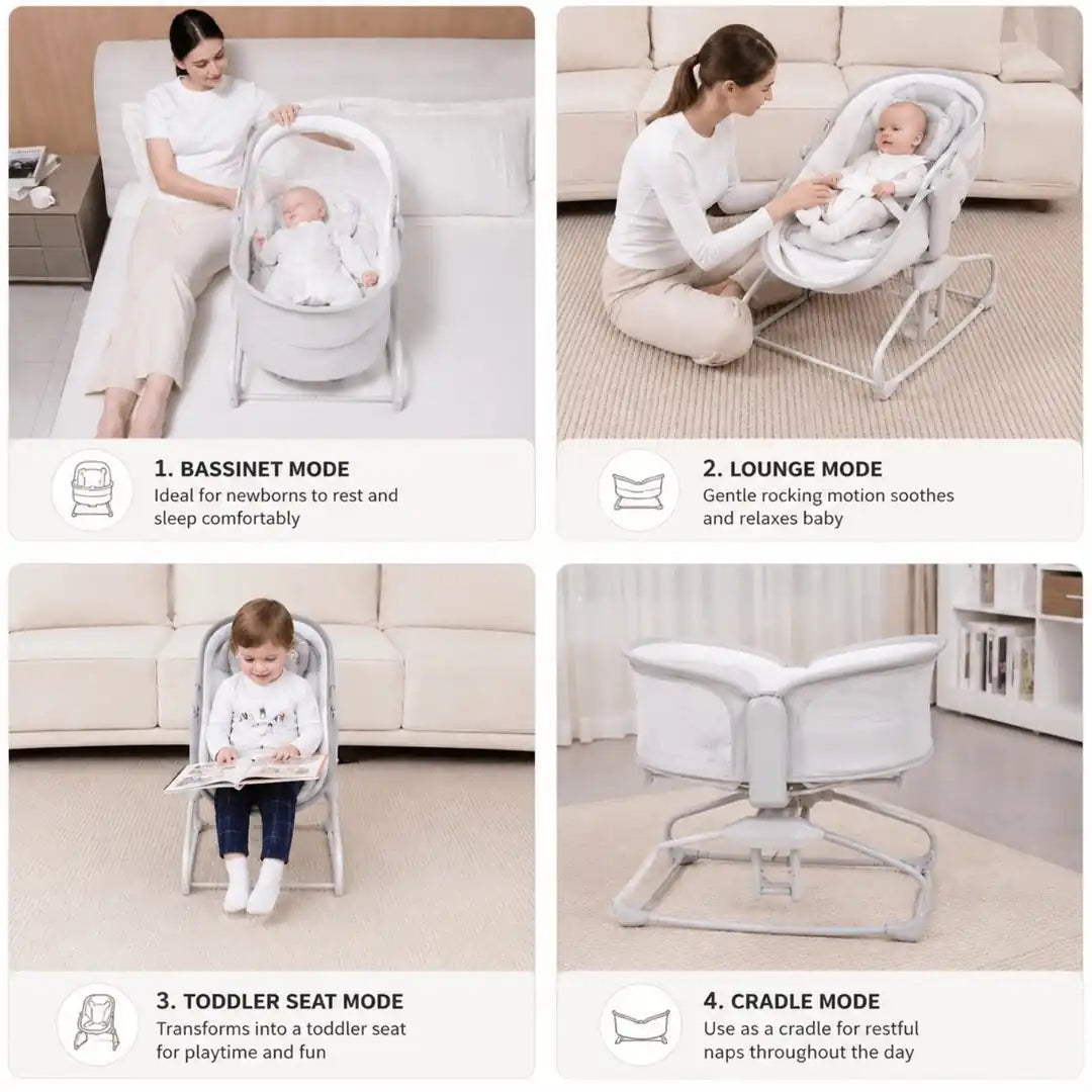 Mastela 09877 multi-functional baby bassinet setup and use modes