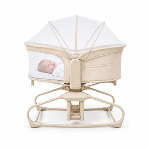 Mastela 09855 beige baby bassinet with removable mosquito net and overhead mobile