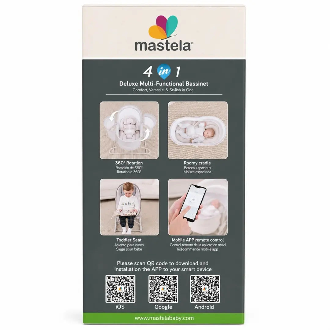 Mastela 09855 4-in-1 baby bassinet features and function details