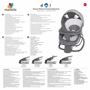 Mastela 4-in-1 electric baby swing product specifications and dimensions