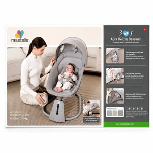 Mastela 09877 baby bassinet features including swing modes and breathable mesh sides