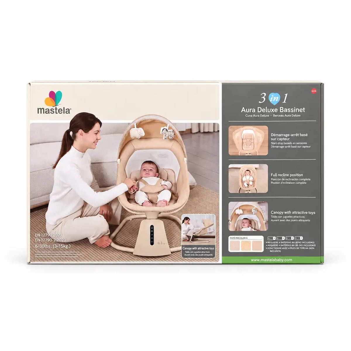 Mastela Aura Deluxe Baby Swing 8015 Beige Retail Box Front View