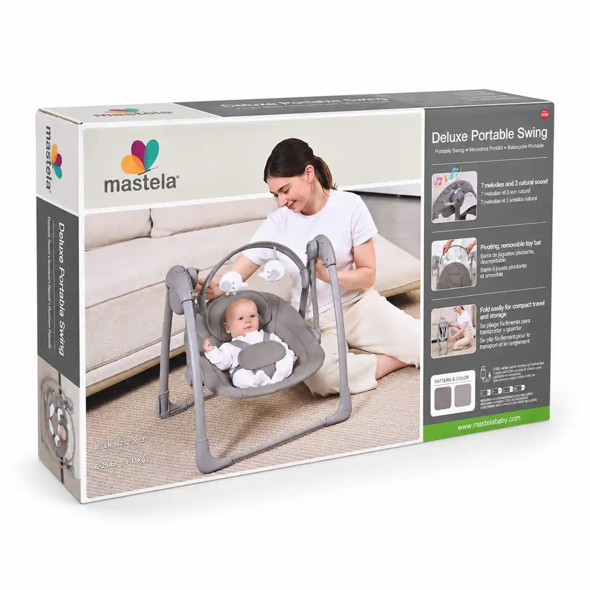 Mastela Deluxe Portable Auto Baby Swing Model 6511 Retail Box – Cream