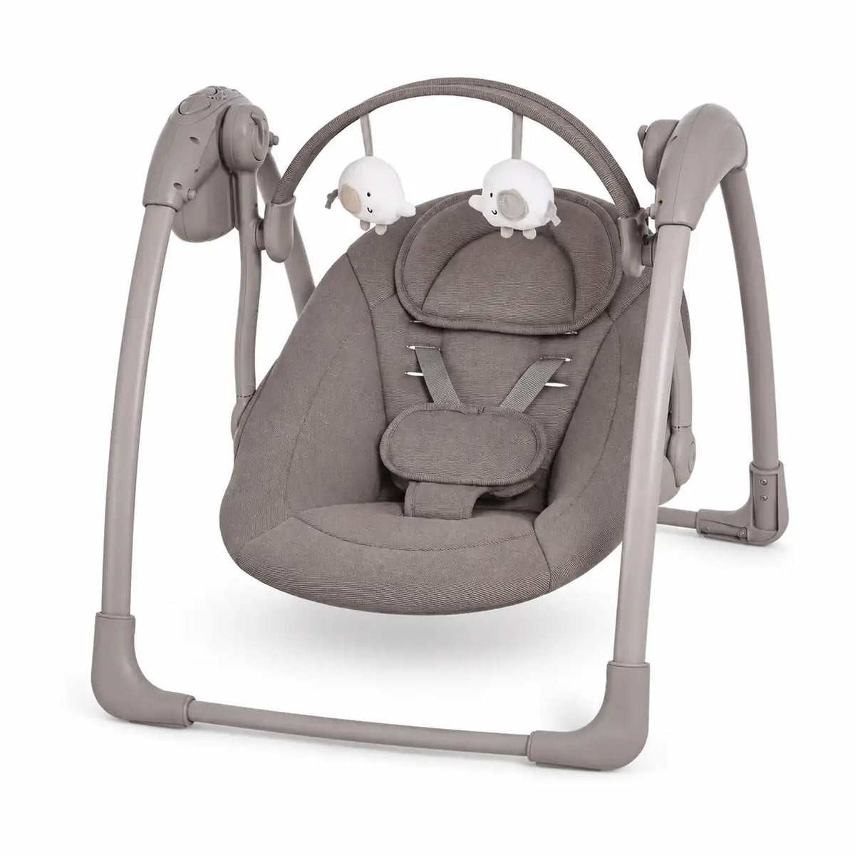 Mastela Deluxe Portable Auto Baby Swing Grey Padded Seat Front View