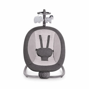 Mastela grey baby rocker and bouncer front view with 5-point safety harness