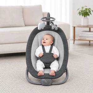 Mastela grey baby rocker and bouncer with soft plush fabric seat