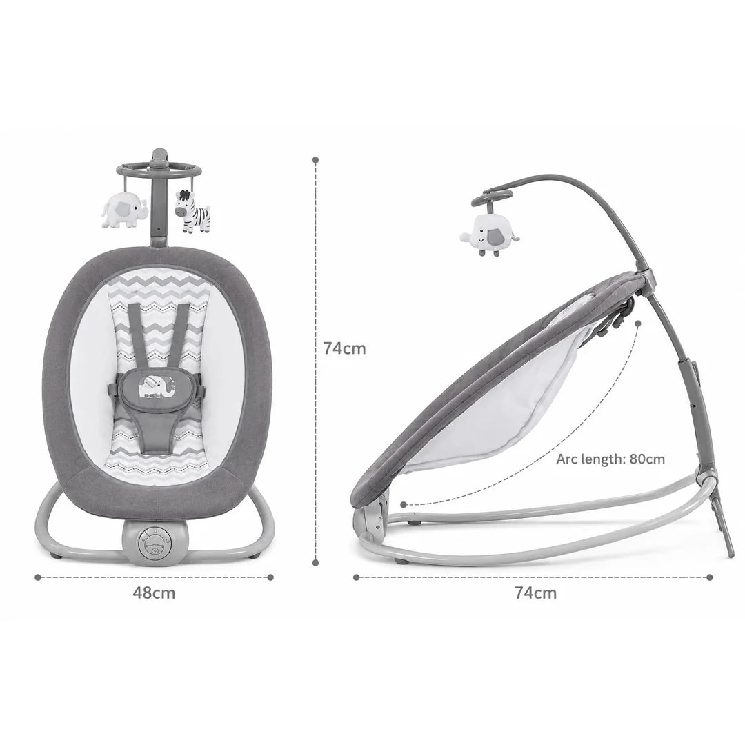 Mastela fold up baby rocker and bouncer folded design and dimensions