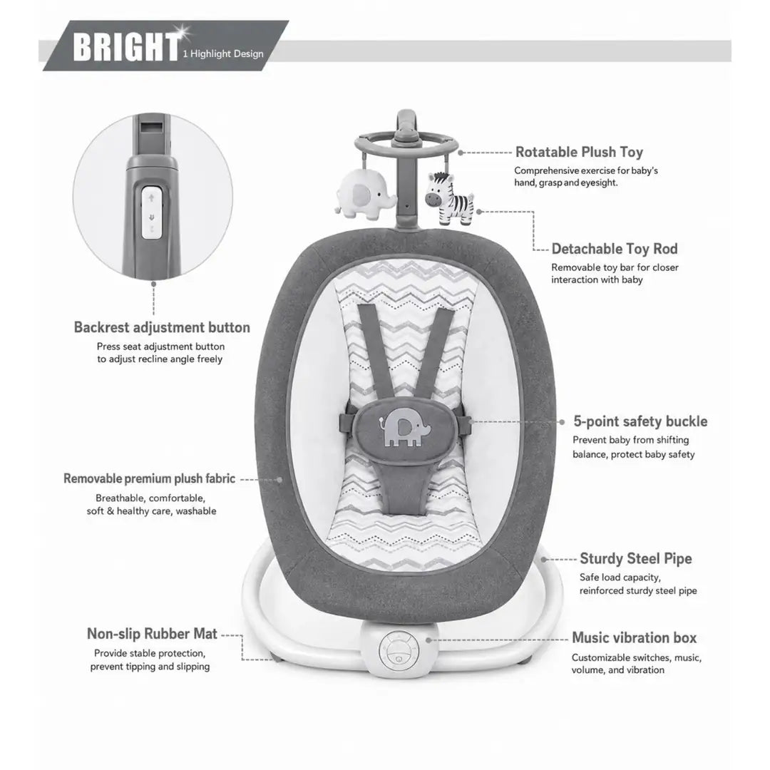 Mastela baby rocker and bouncer product features and safety details