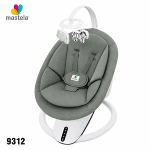 Mastela OrboDream 360 electric baby cradle swing Model 9312 grey with 5-point safety harness and detachable toys
