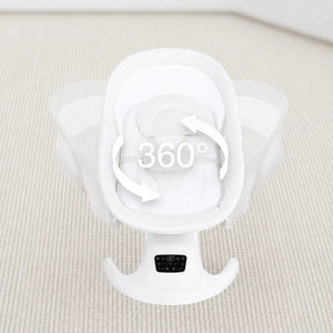 Mastela Ori Euphoria 3D baby swing demonstrating 360 degree rotating seat and smart touch control panel