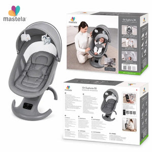 Mastela Ori Euphoria 3D electric baby swing grey Model 30726 with 360 degree rotating seat, canopy and toy bar