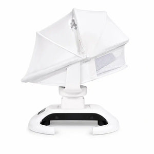 Mastela Ori Euphoria 3D baby bassinet rear view with integrated mosquito net canopy and stable electric swing base