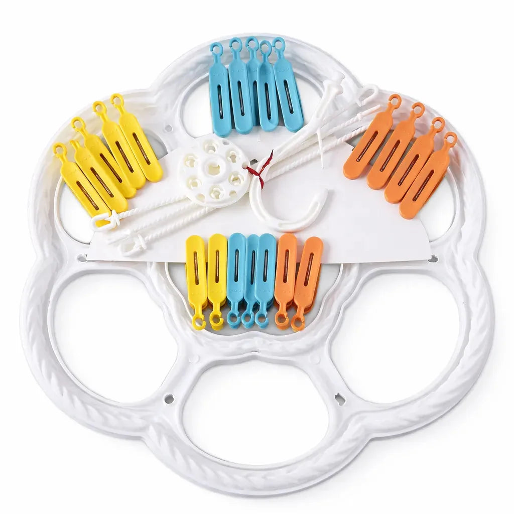 Round 18 Clips Clothes Drying Hanger with Strong Grip Clips and Space Saving Design