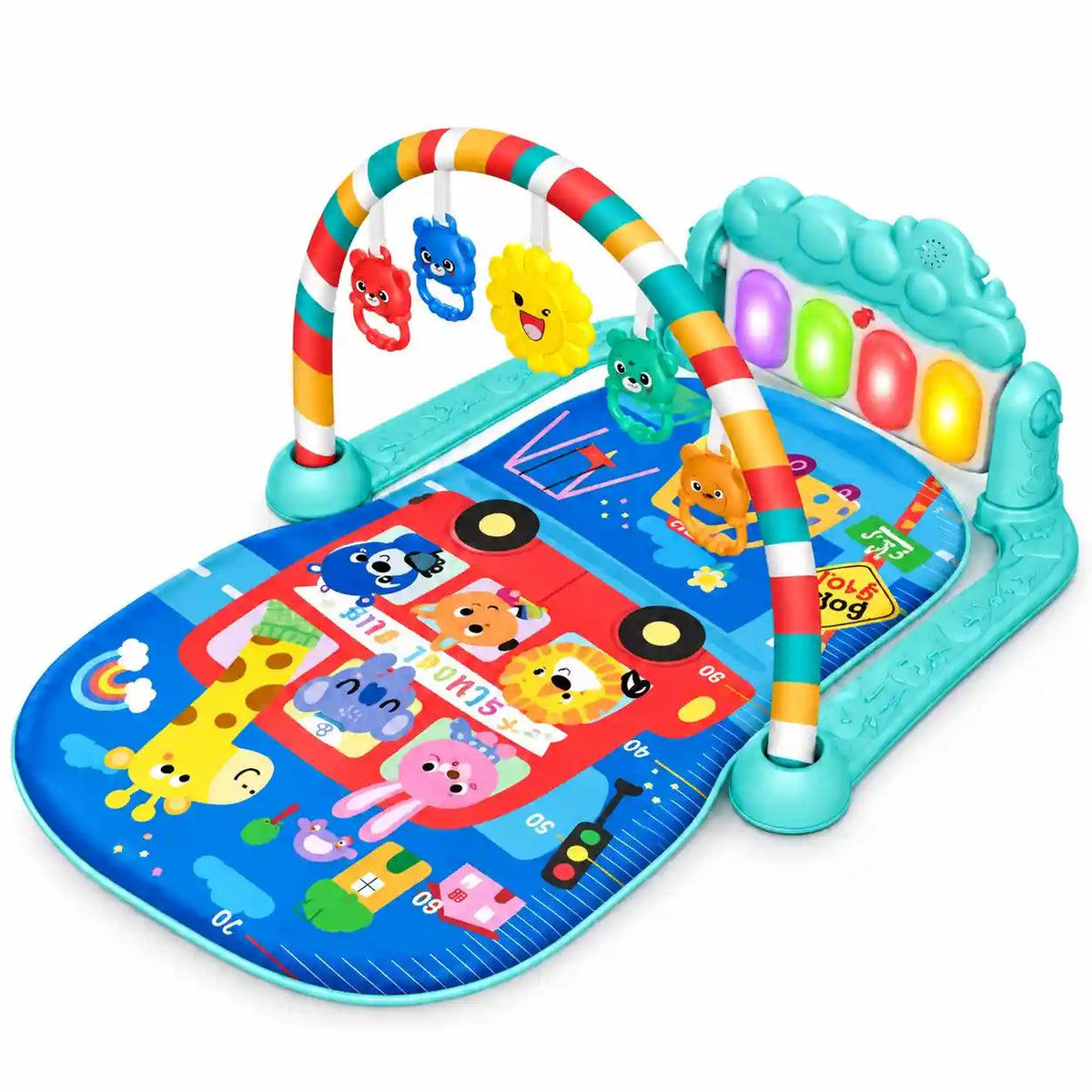 Multi-Function Musical Baby Piano Play Gym Mat JY-15 with lights and hanging rattles