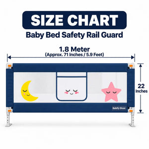 Navy Blue Baby Bed Safety Rail Guard 1.8 Meter – 71 Inches Length & 22 Inches Height | Babify Store