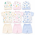 Pack of 3 Newborn Baby Clothing Set with Caps Shirts and Pajamas in Soft Interlock Fabric