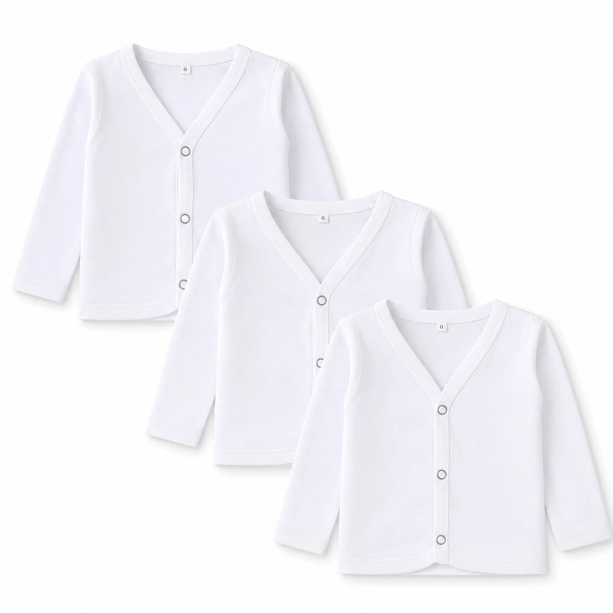 Newborn baby white front open shirt pack of 3 with snap buttons