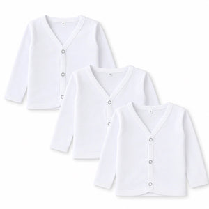 Newborn baby white front open shirt pack of 3 with snap buttons