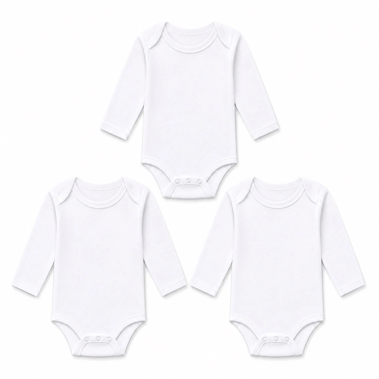 Newborn baby white long sleeve bodysuit pack of 3