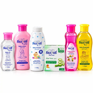 Nexton 6 Pcs Baby Care Set with Oil Lotion Powder Shampoo and Soap